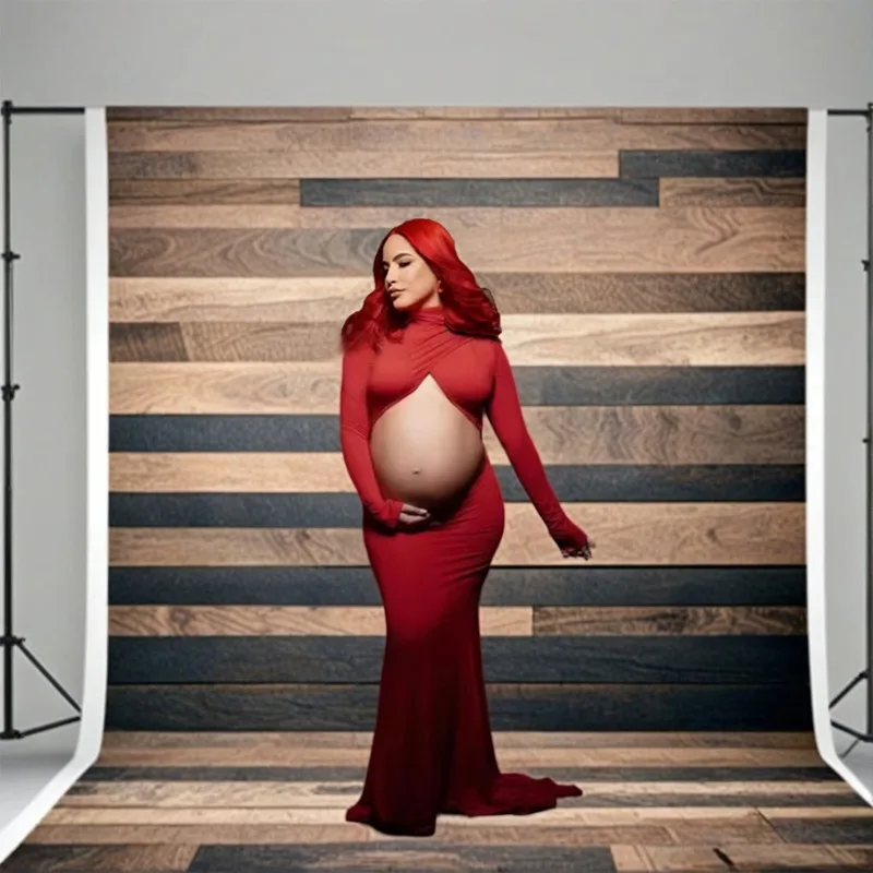 

Эффектное длинное платье для беременных со шлейфом Элегантное сексуальное платье с высоким воротником и открытой спиной для фотосессии Эластичное вечернее платье для детского душа