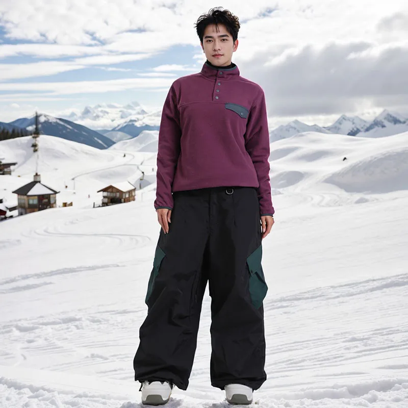 2025 New Skating Women's Snow Pants Work Clothes Loose Single Board Wear resistant Professional Snow Clothes Men's Warm Pants