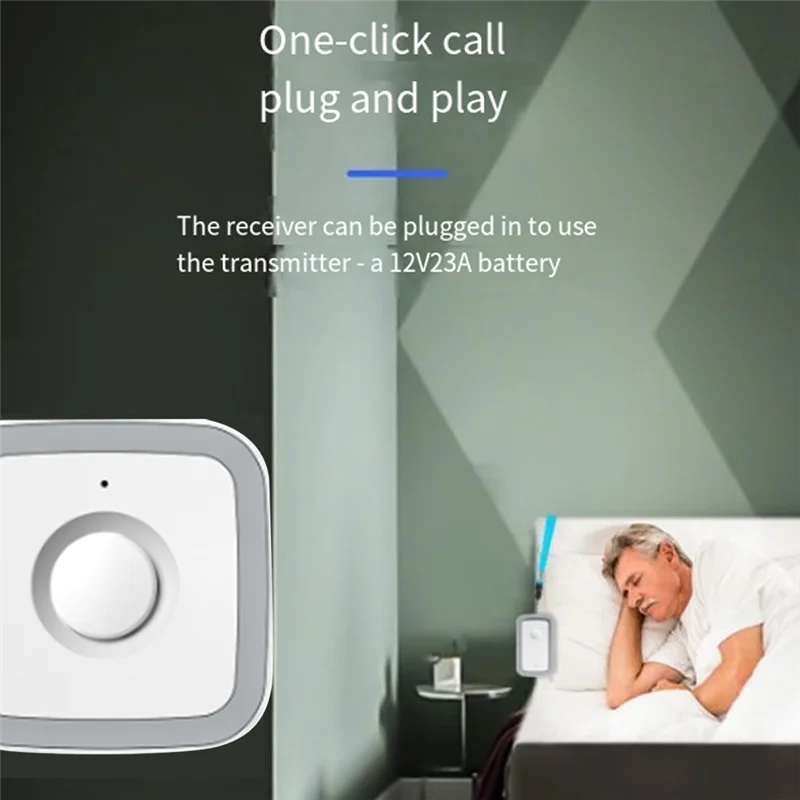 

AED5-Call Button Pager Wireless Door Bells Wireless Pager 5 Gear 300M For /Elderly/Patient/Disabled/Pregnant Woman