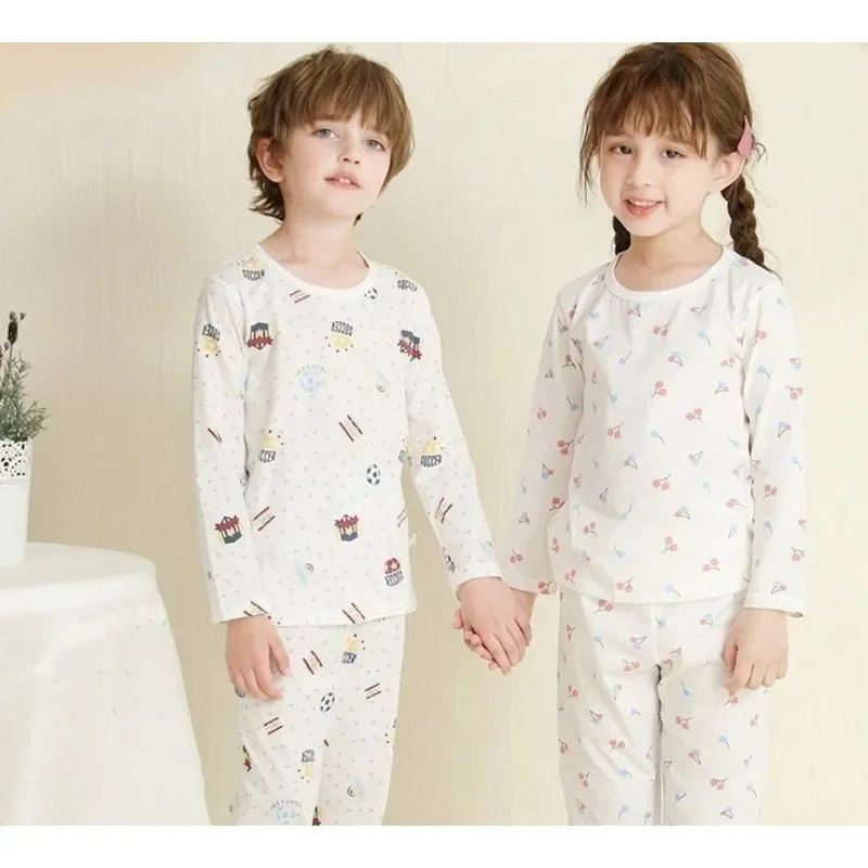 Children Pajamas Suit Unisex Baby Long Sleeved Clotehs Spring Autumn Cartoon Soft Sleepwear Kids Dinosaur Christmas Pijamas Set