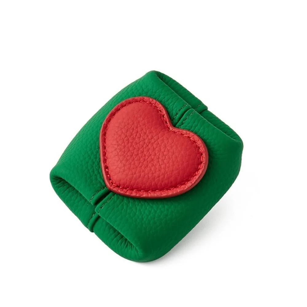 

Fashion Solid Color Cowhide Coin Purse Square Love Heart Coin Purse Car Key Storage Mini Cosmetic Bag Jewelry Pouch Ladies