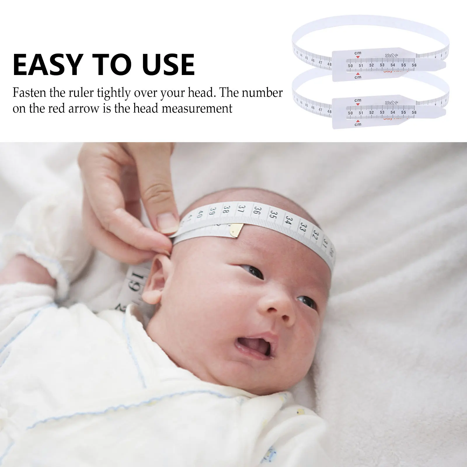 

6pcs Infant Circumference Tape Plastic Measuring Tool Baby Kids Arm Head Durable Pocket Size 56Cm White Tape Measure For Infant