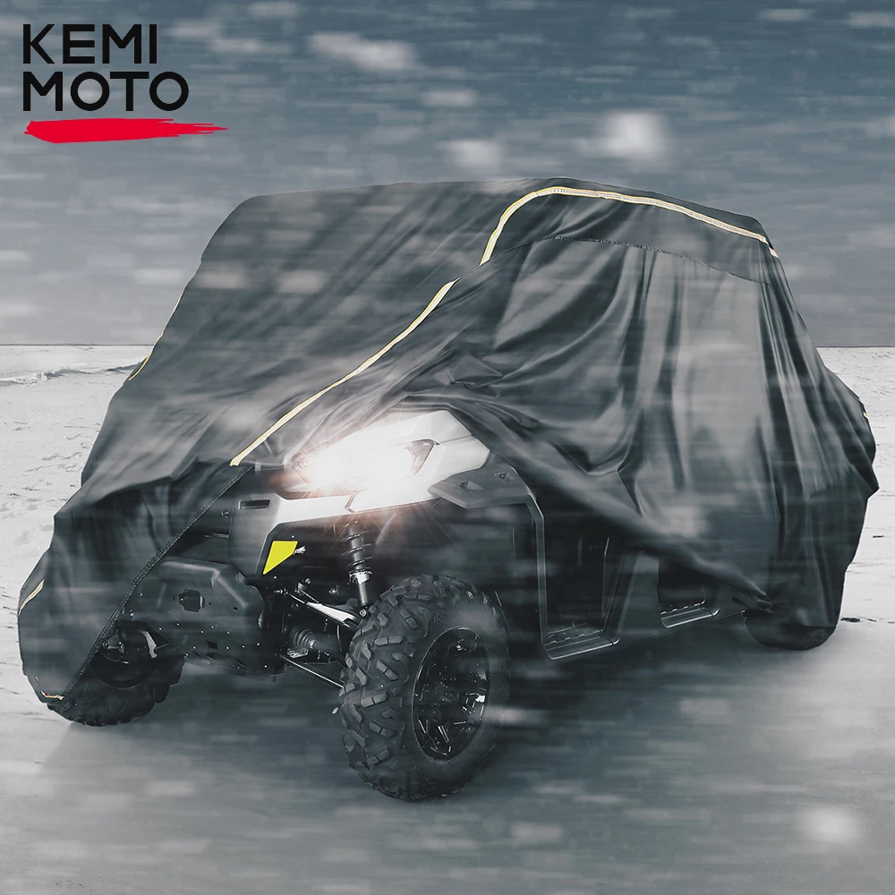 KEMiMOTO UTV Cover 420D Waterproof 4-6 Seater with Reflective Strips For Can-Am Defender MAX PRO For Kawasaki Mule PRO