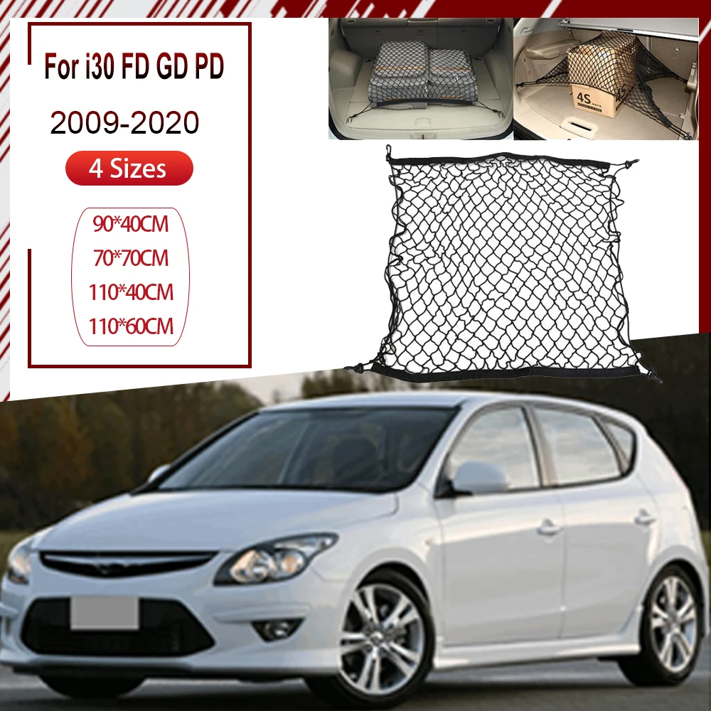 For Hyundai i30 Elantra Touring GT FD GD PD 2009-2020 Car Trunk Net Boot Mesh Rear Back Cargo Trunk Storage Organizer Auto Parts