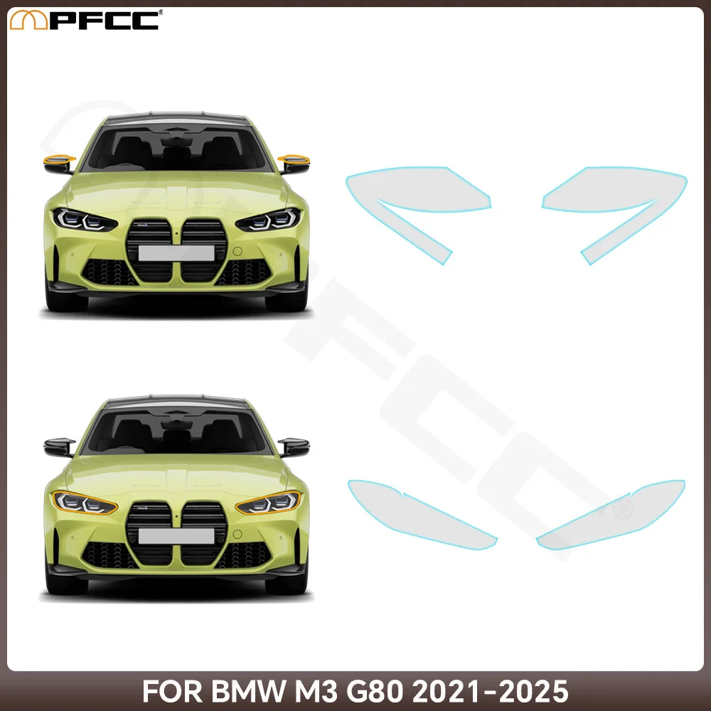 

For BMW M3 G80 2021-2025 Headlight Rearview TPU Protection Film Anti-scratch Pre-cut Clear PPF Resistant Invisible Self-adhesive
