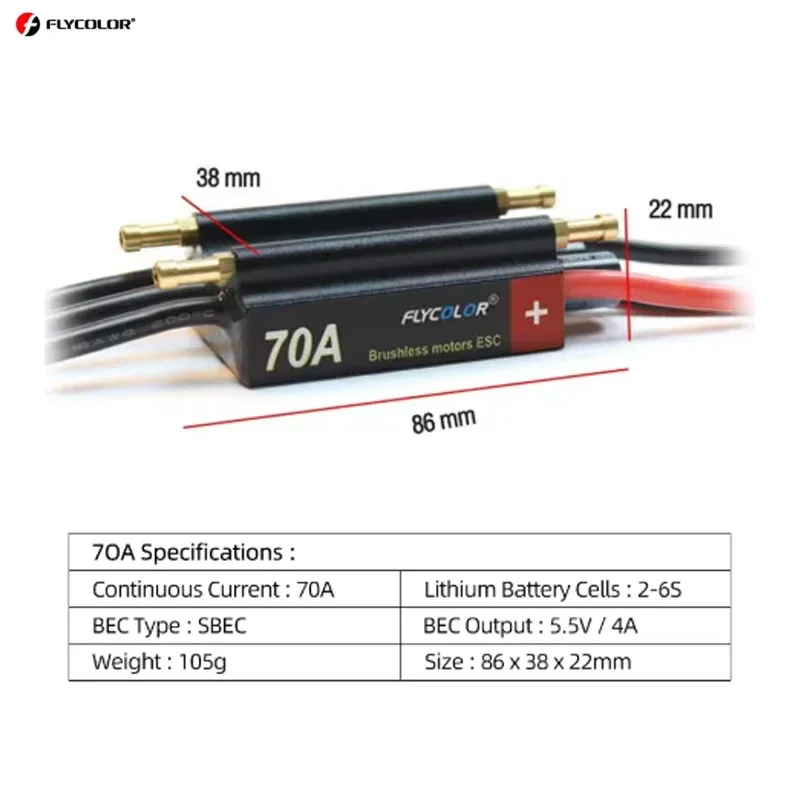 FlyColor 30A 50A 70A 90A 120A RC bateau ESC étanche 2-6S Lipo contrôleur de vitesse sans brosse pour moteur de bateau RC
