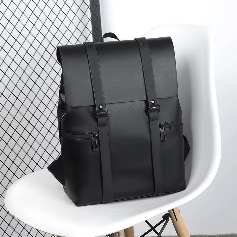 Laptop Leather Backpacks for School Bags Men PU Travel Leisure Large Capacity Waterproof Backpack Students Schoolbags 가방 mochila