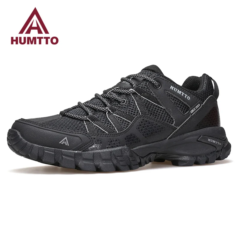 HUMTTO Summer Outdoor Casual Shoes for Men Breathable Non-slip Men\'s Sports Shoes Luxury Designer Trainers Rubber Black Sneakers