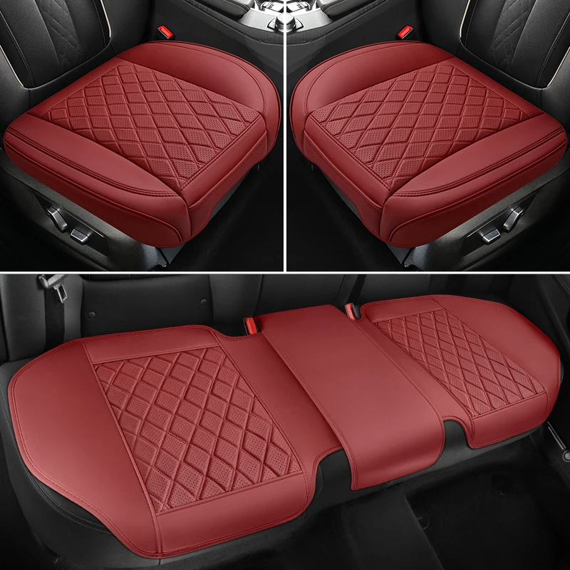

3 шт. чехлов для автомобильных сидений из перфорированной искусственной кожи с ромбовидной вышивкой, деловой стиль, нескользящие, прочные, быстросъемные, универсальные