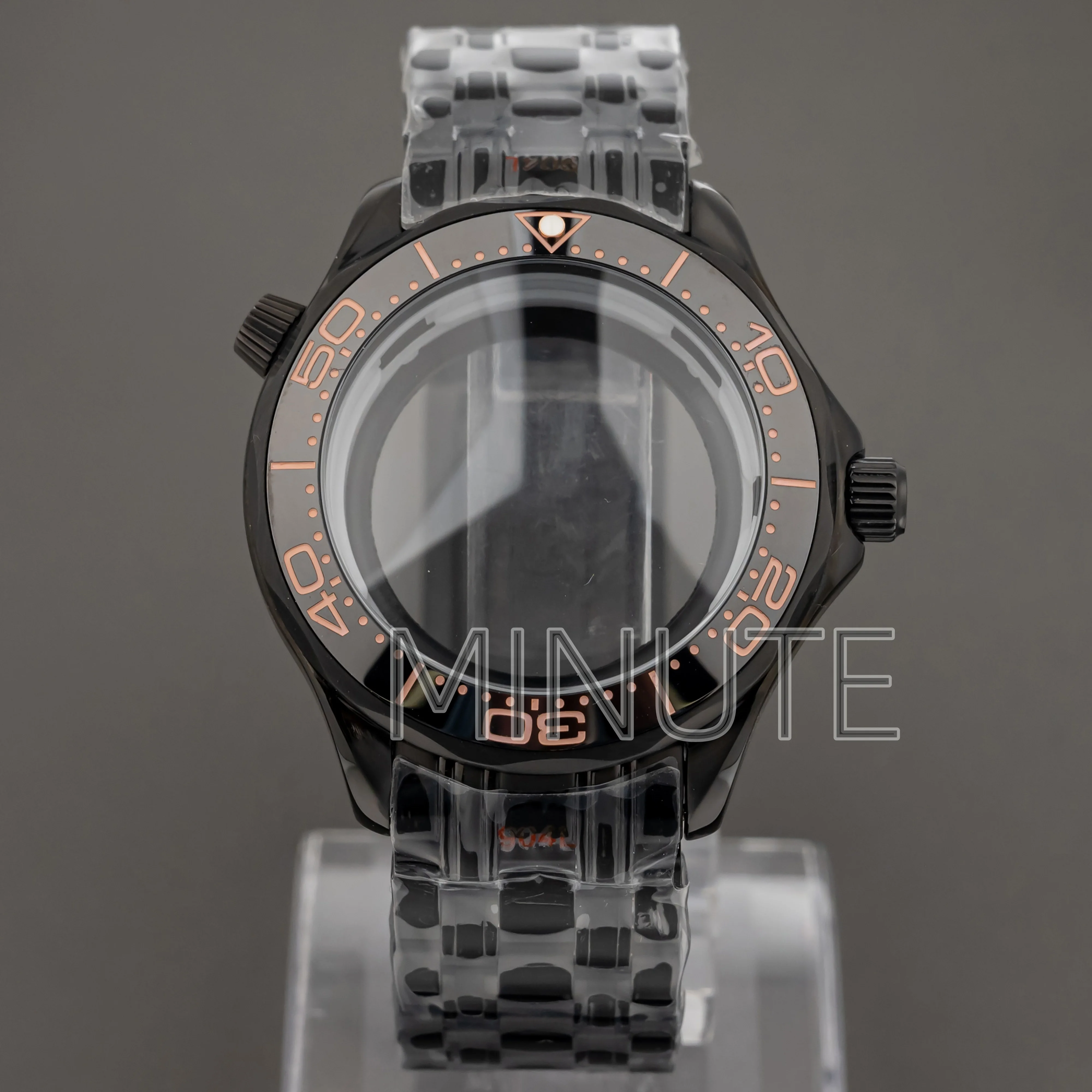 

NH35 Case Strap for Seamaster 300 Black Plating Stainless Steel Watch Band 41mm Watch Case fit NH35/36 Automatic Movement