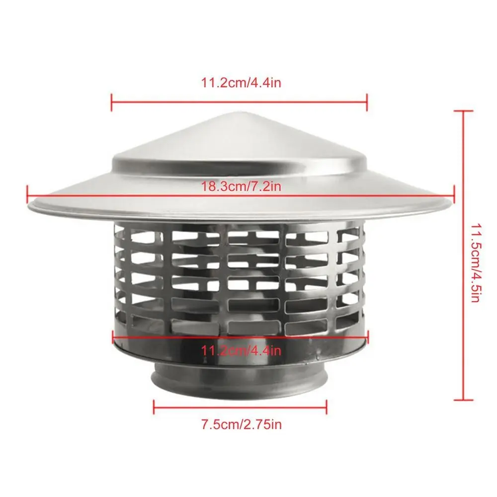 Tapas para chimenea de 75-200mm, tubo de escape de humo resistente a la intemperie en forma de paraguas, tapa para lluvia, cubierta duradera para tubo de estufa a prueba de herrumbre