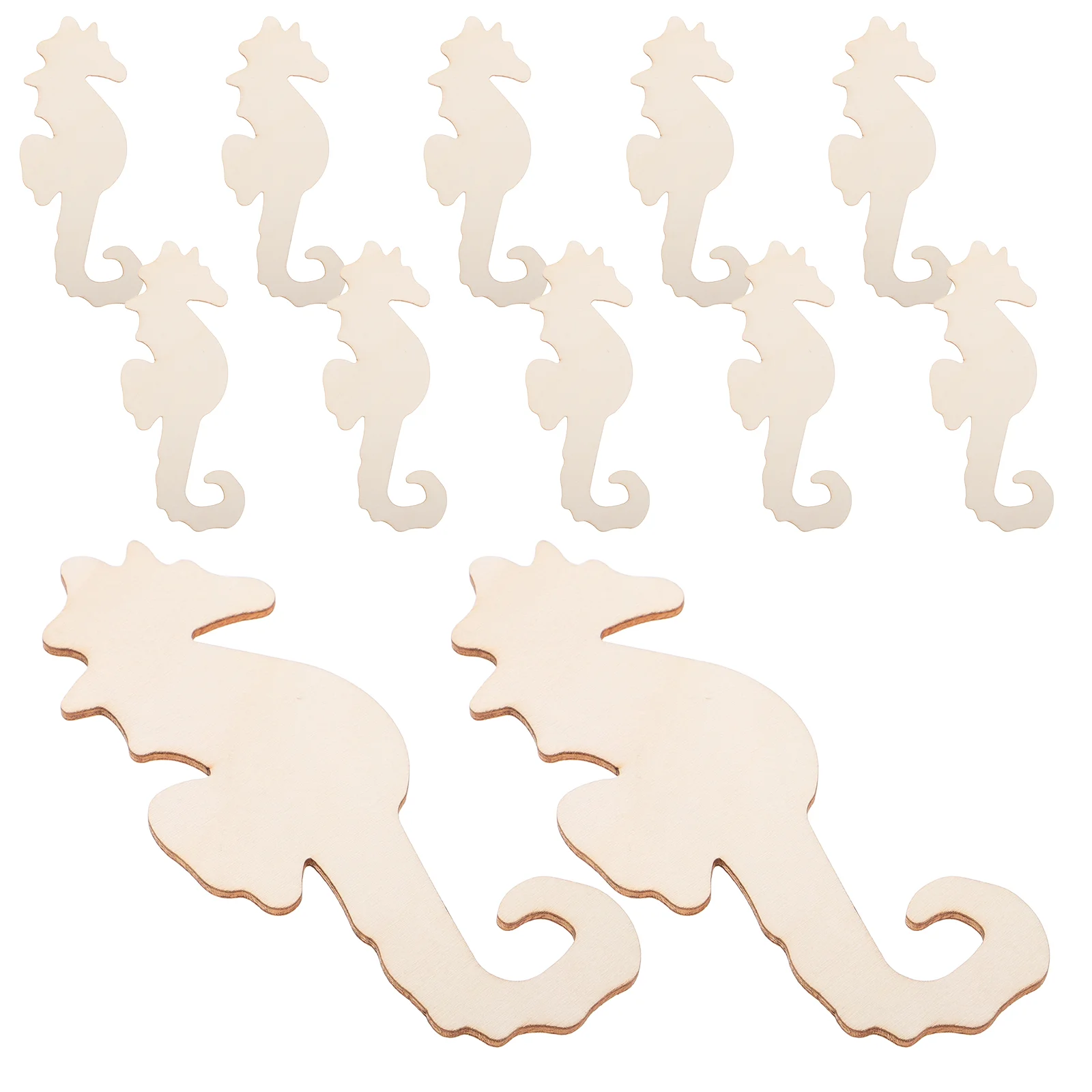 12pcs Wooden Cutouts Seahorse Ornaments Blank Wood Seahorse Pieces Ornaments Blank Seahorse Cutouts Wooden Blank Seahorse Decor
