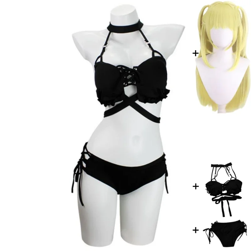 Anime DEATH NOTE Ryuk MisaMisa Amane Misa Cosplay Costume Wig Sexy Woman Black Swimsuit Halloween Stage Performance Suit