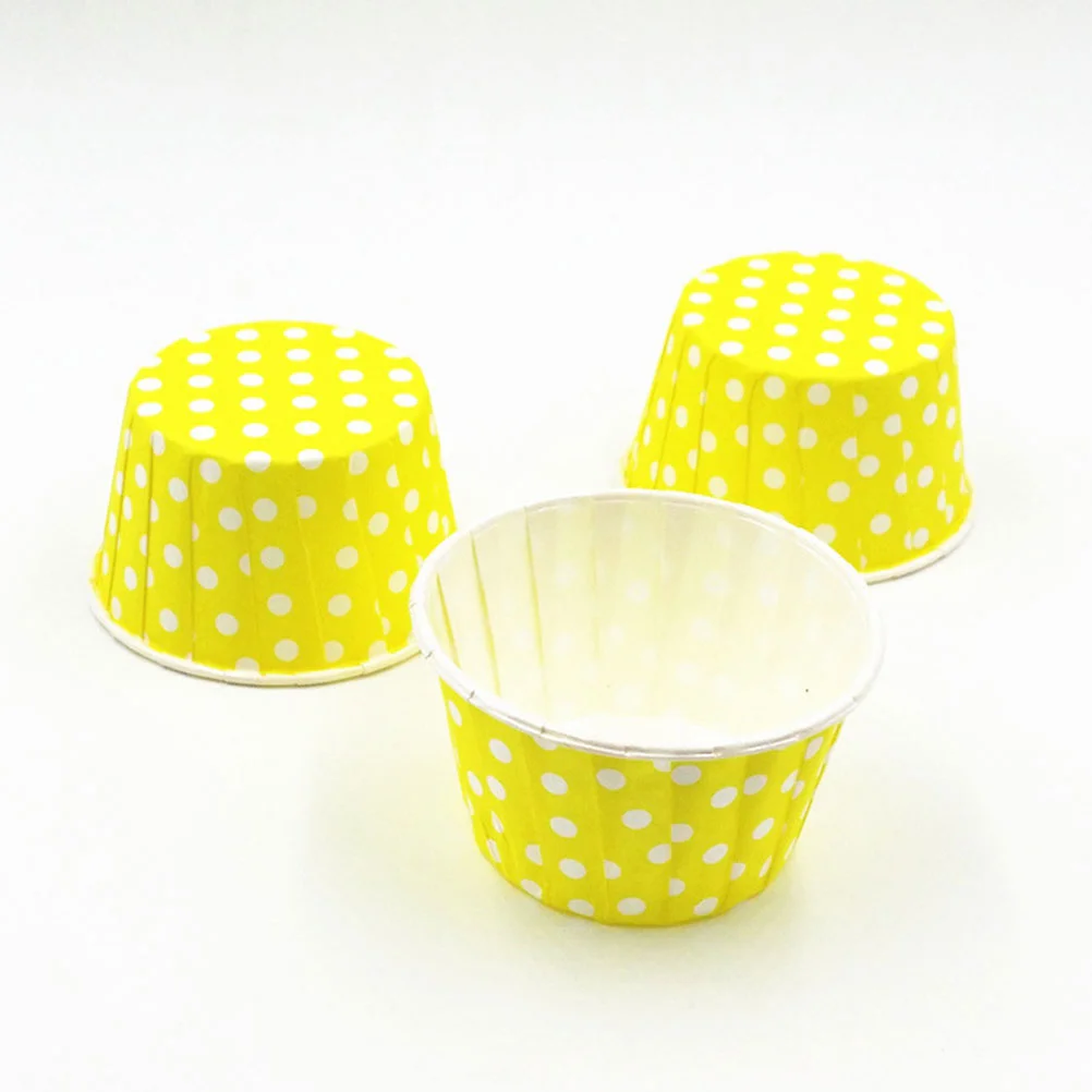 50PCS Cake Cup Dessert Bowls Baking Utensils Dot Coating Curling Cup (Random Color) paper cake cups disposable cake cup