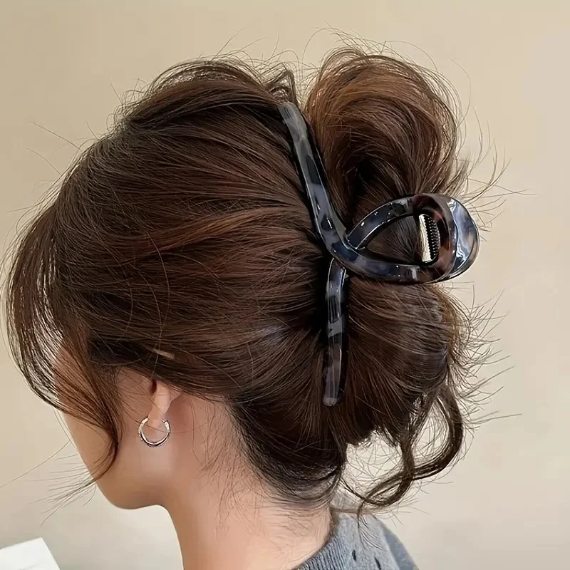 Vintage-Haarklammer mit Leopardenmuster, groß, rechteckig, sicherer Halt, Haarspange für Hochsteckfrisuren, elegante Haar-Accessoires, Damen-Kopfbedeckung – Detail 5
