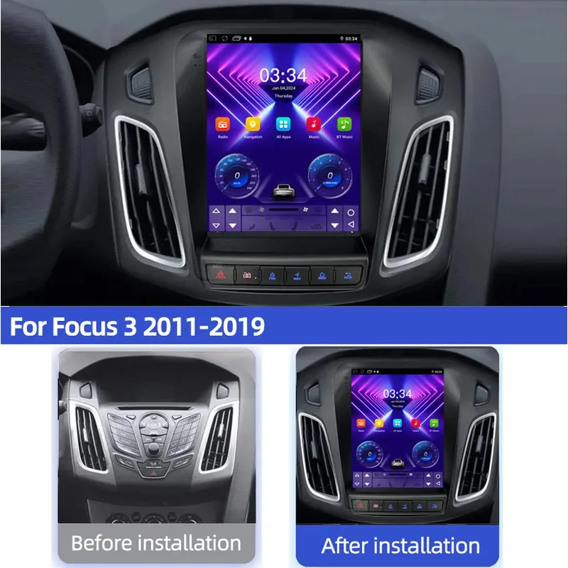 8Core 2 Din Android 14 Car Radio for Ford Focus 3 Mk 3 2011 2012 - 2019 Multimedia Video Player 2Din Carplay Auto Stereo DVD