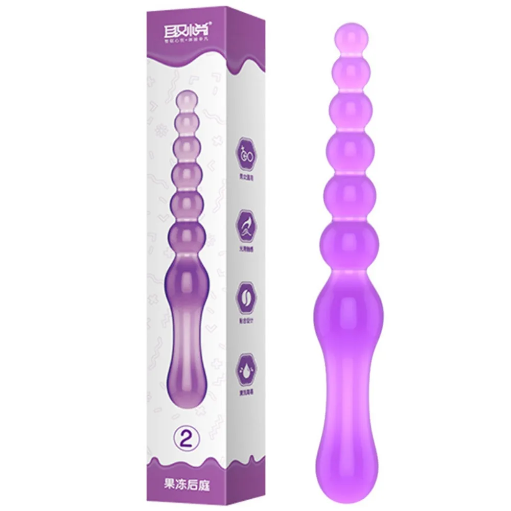 Long Flexible Jelly Silicone Anal Beads Butt Plug Wearable Backdoor Dilator SM Adult Toy 3
