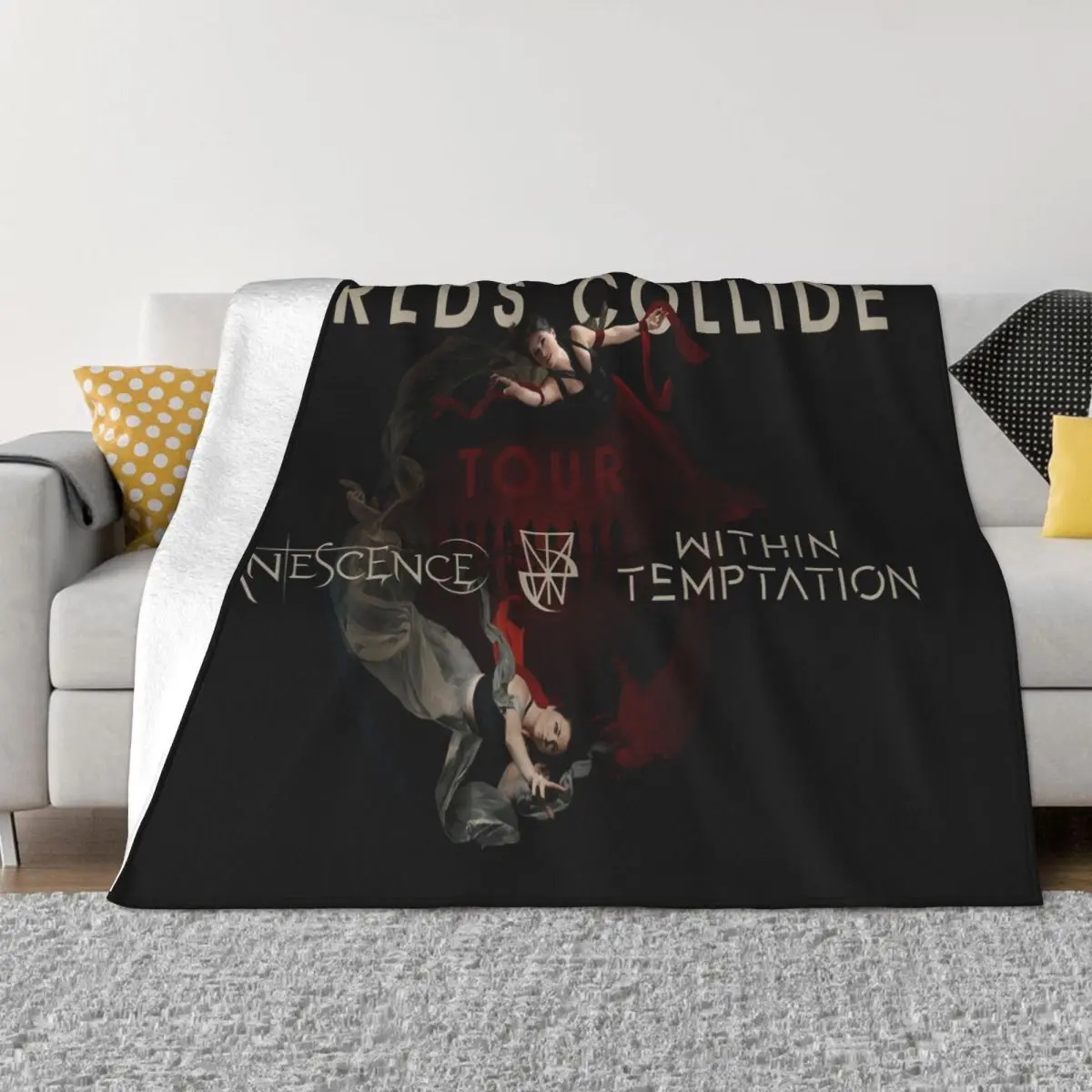 Within Temptation X Evanescence Worlds Collide Tour 2020 European Rock Pure Throw Blanket