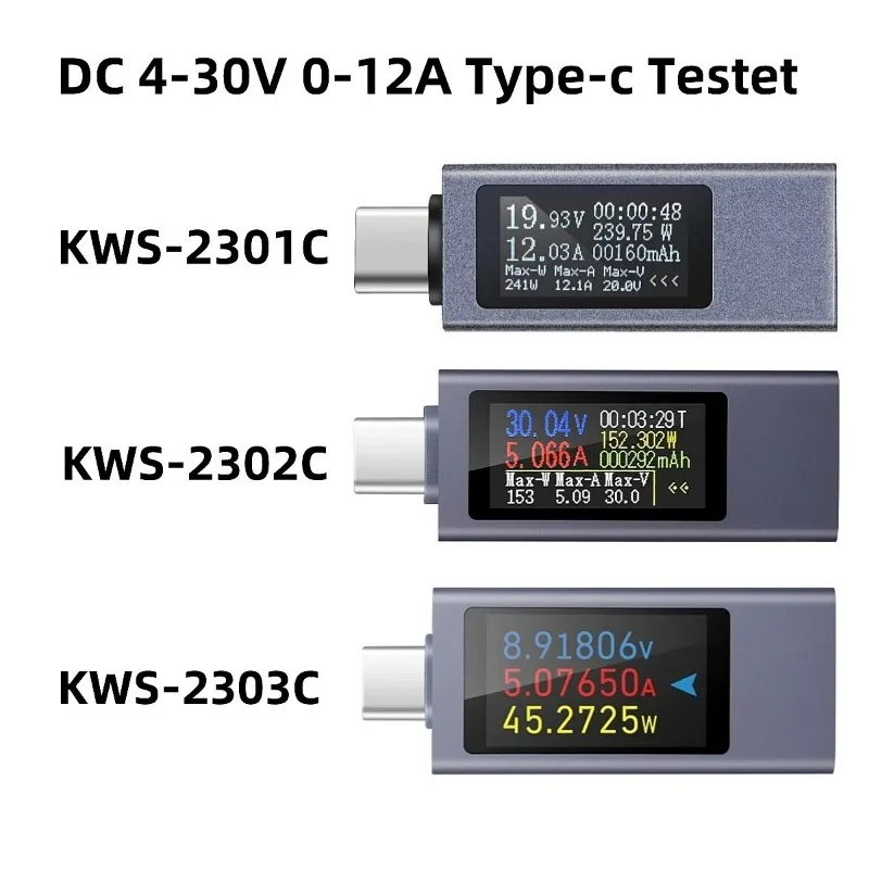 

Type-C USB Tester DC 4-30V 0-12A Power Meter PD Mobile Phone Voltage Current Detector