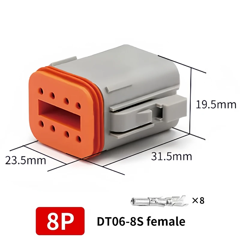 DT06-8S & DT04-8P 8-Pin Deutsch Type DT Series Waterproof Connector - Heavy Duty Automotive Plug for Truck Wire Harness T&I Online Store