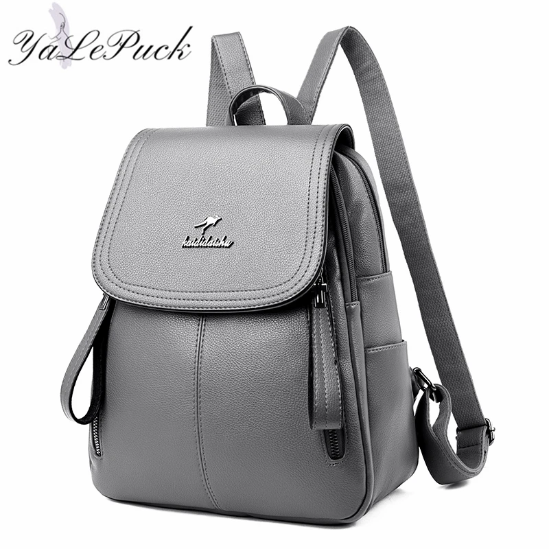 Vintage Women Backpack Large Capacity School Bags for Teenagers Girls Leather School Backpack Lady Shoulder Bag Sac A Dos