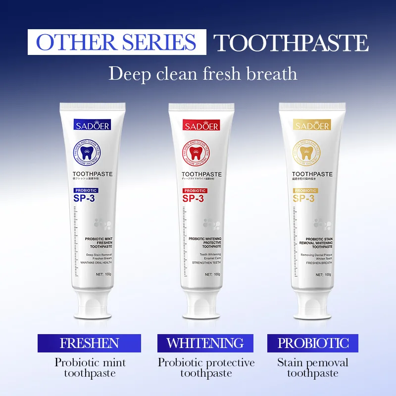 

SADOER Probiotic Mint Stain Removal, Whitening, Cleansing and Refreshing Toothpaste 100g