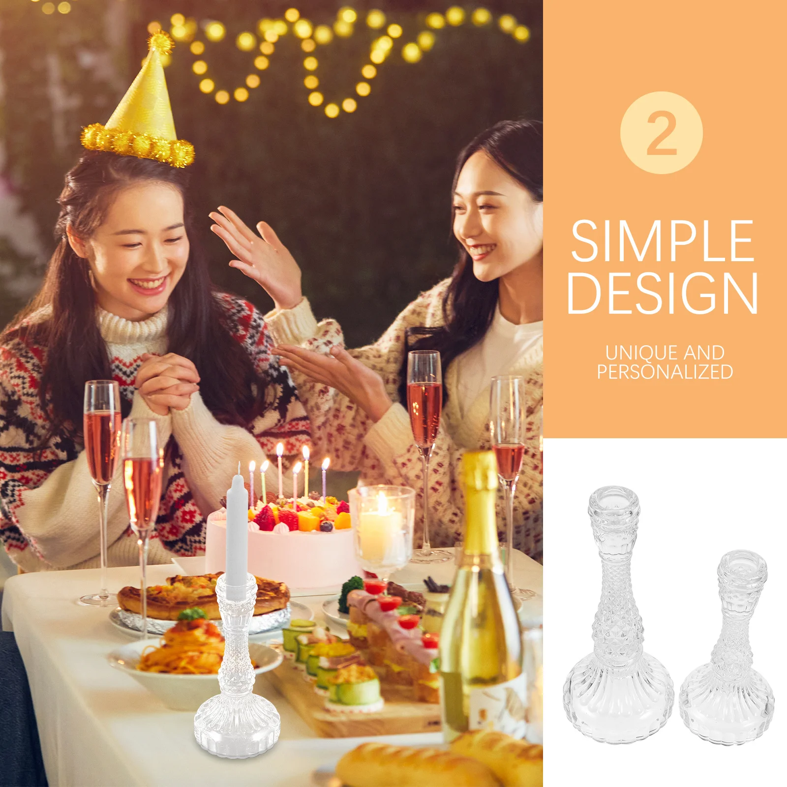 

2Pcs Glass Pillar Holders Simple Elegant Dining Table Centerpiece Wedding Decor Centerpieces for Dining Table