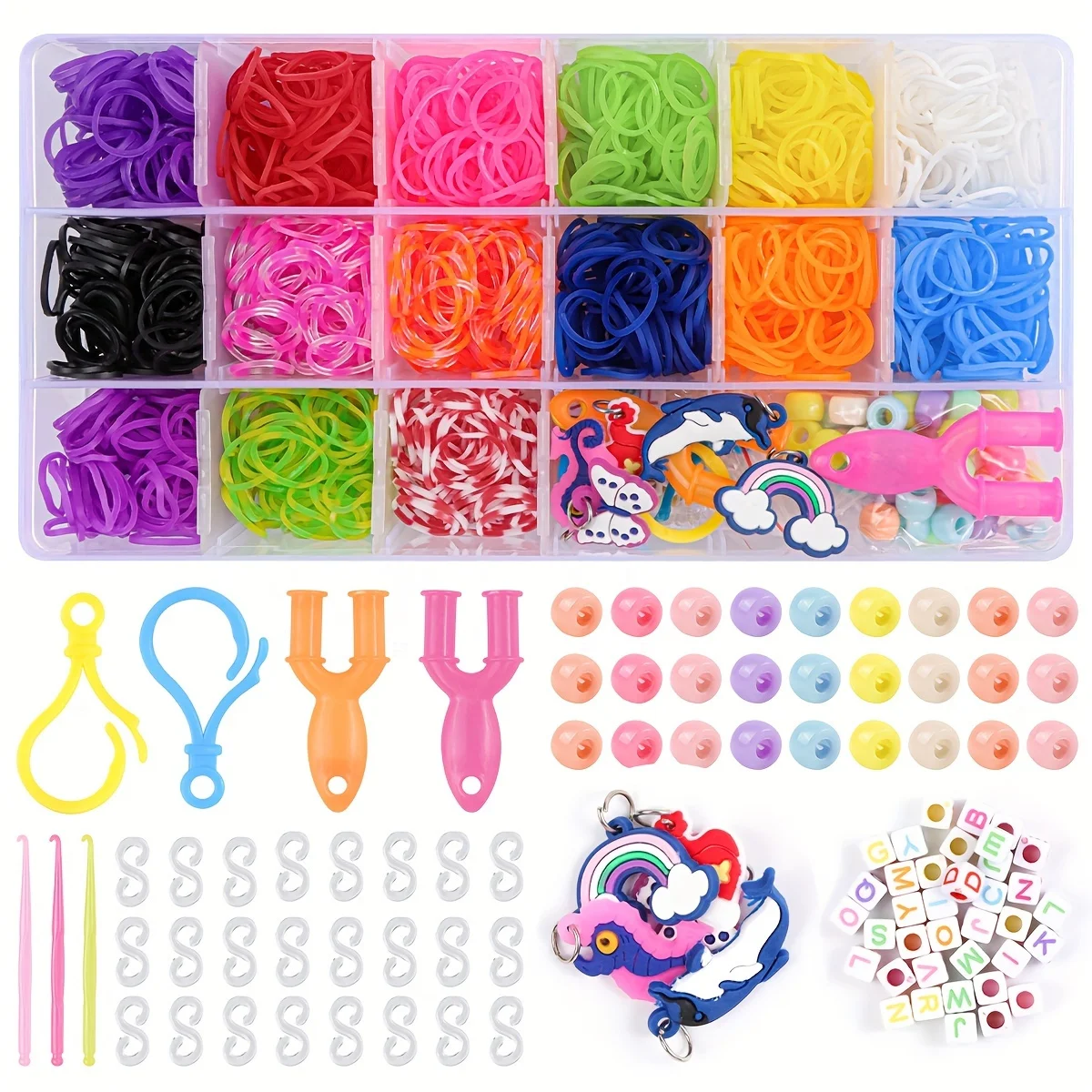 12 Gitter/24 Gitter/40 Gummibänder Armband Kit Gummiband Füllwebstuhl Kit Weben DIY Handwerk Geschenk Webstuhl Kit Spielzeug für Mädchen