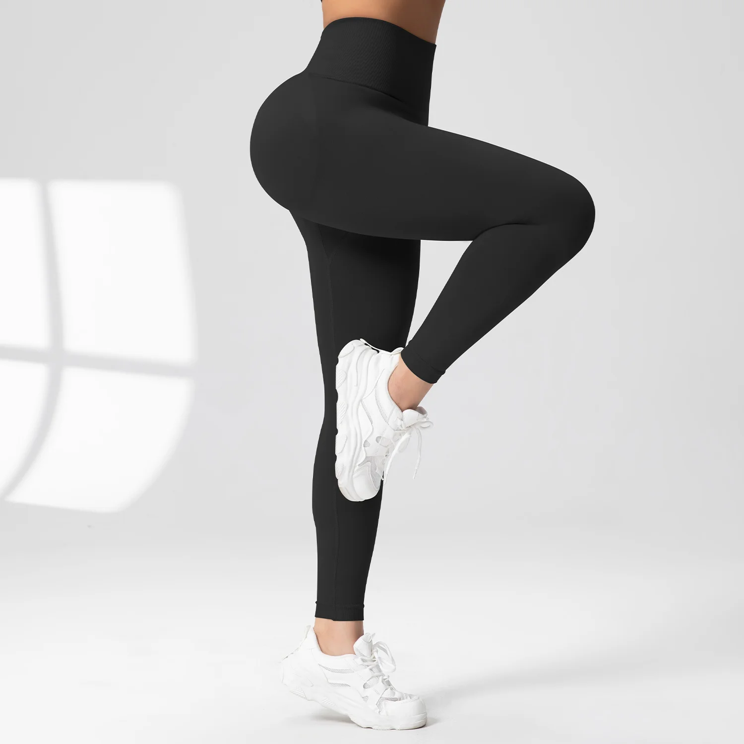 여성 퓨어 컬러 스포츠 바지 하이 웨이스트 섹시한 빠른 건조 탄성 슬림 피트 통기성 피트니스 러닝 요가 레깅스