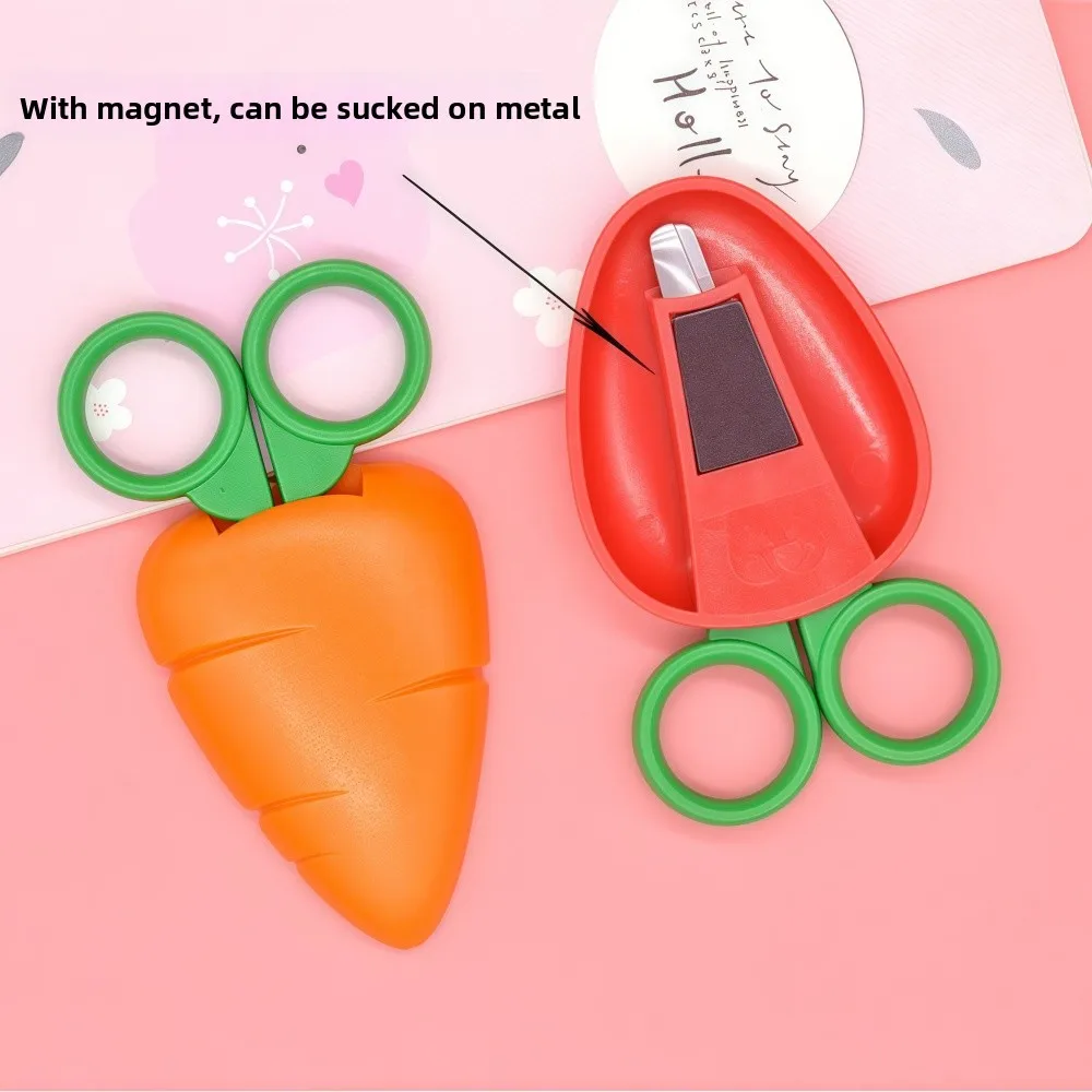 Creative Cute Carrot Fruit Vegetable Design Safety Scissors for Kids Children Craft Paper Cutting with Rounded Tips Protective