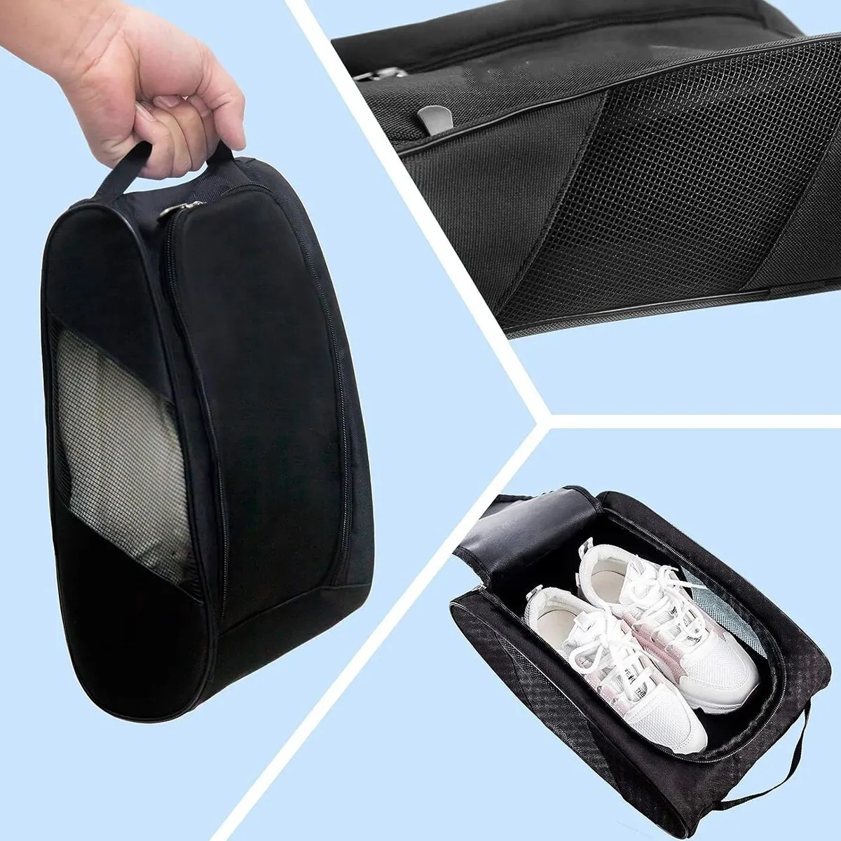 Portable Golf Shoe Bag Oxford Cloth Shoe Carrier Bags Breathable Lightweight Golf Handbag Dustproof Football Tennis Shoe Bag