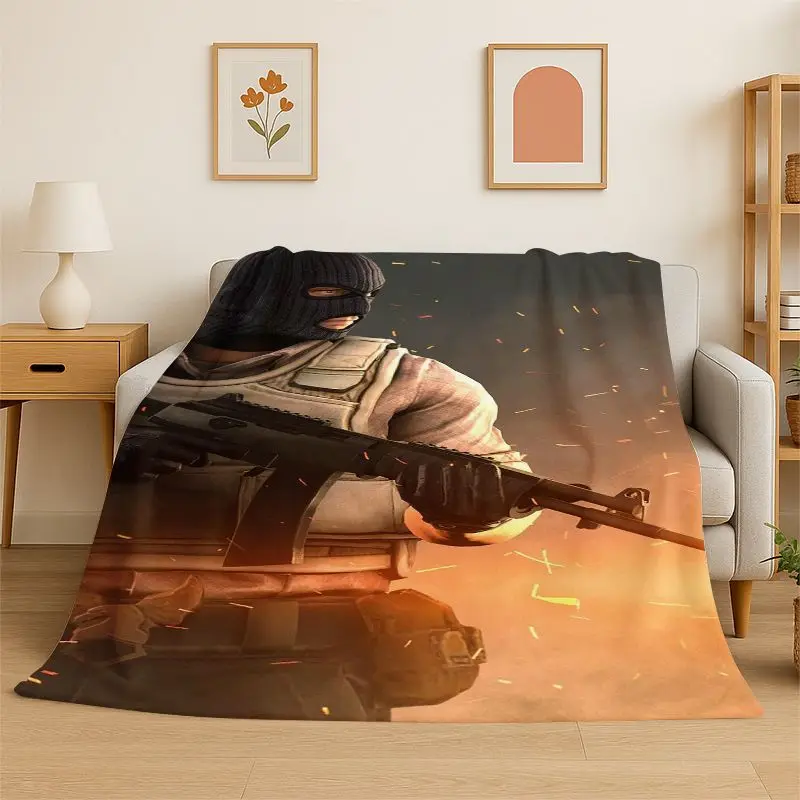 Counter Strike CS GO Game Gamer Flannel Blanket Soft Warm Throw Blanket for Bedroom Living Room Bed Travel Camping Picnic Gift