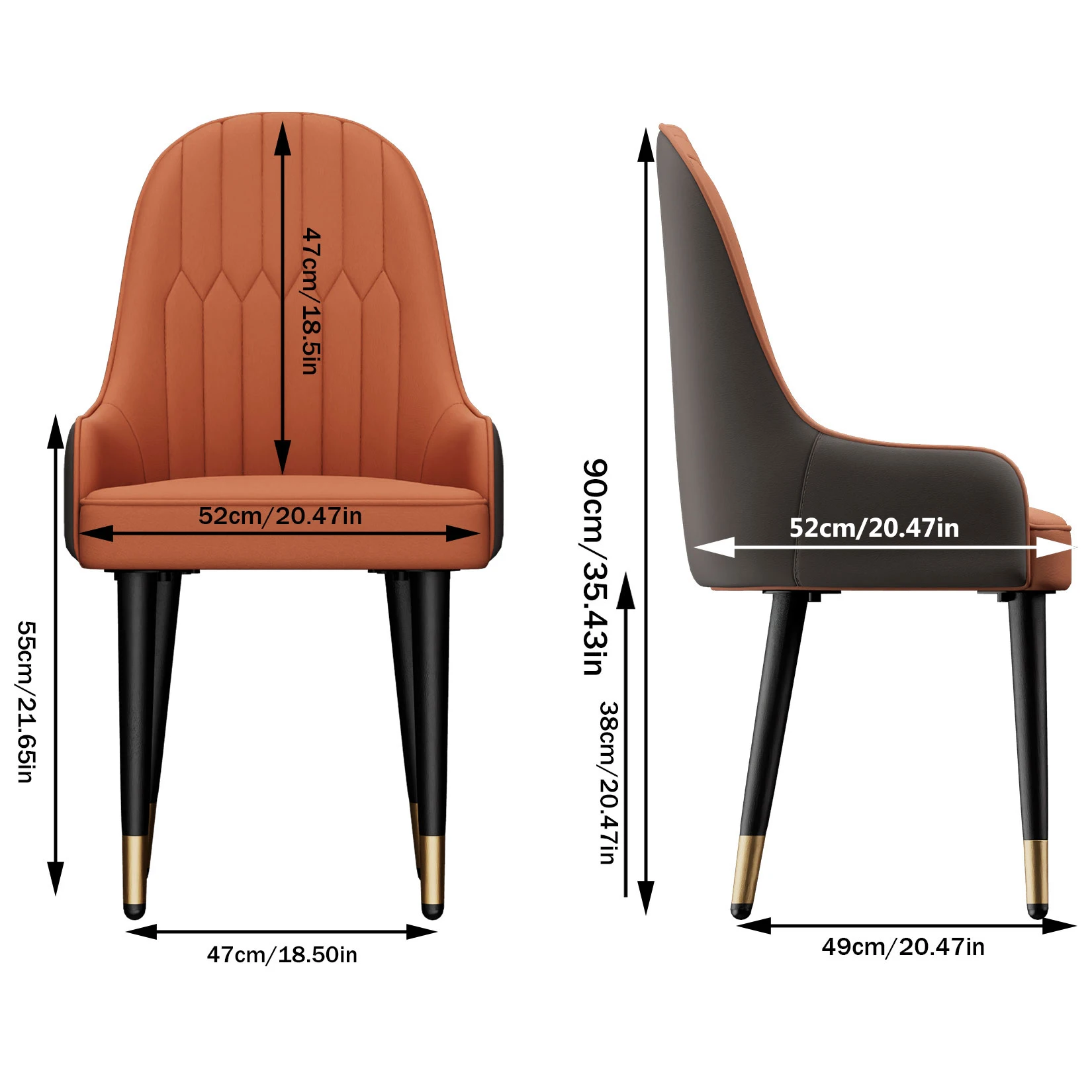 Silla de comedor de piel sintética con patas de madera maciza, silla de Bar tapizada de mediados de siglo, para Pub, café, hogar, cocina, sala, Juego de 2