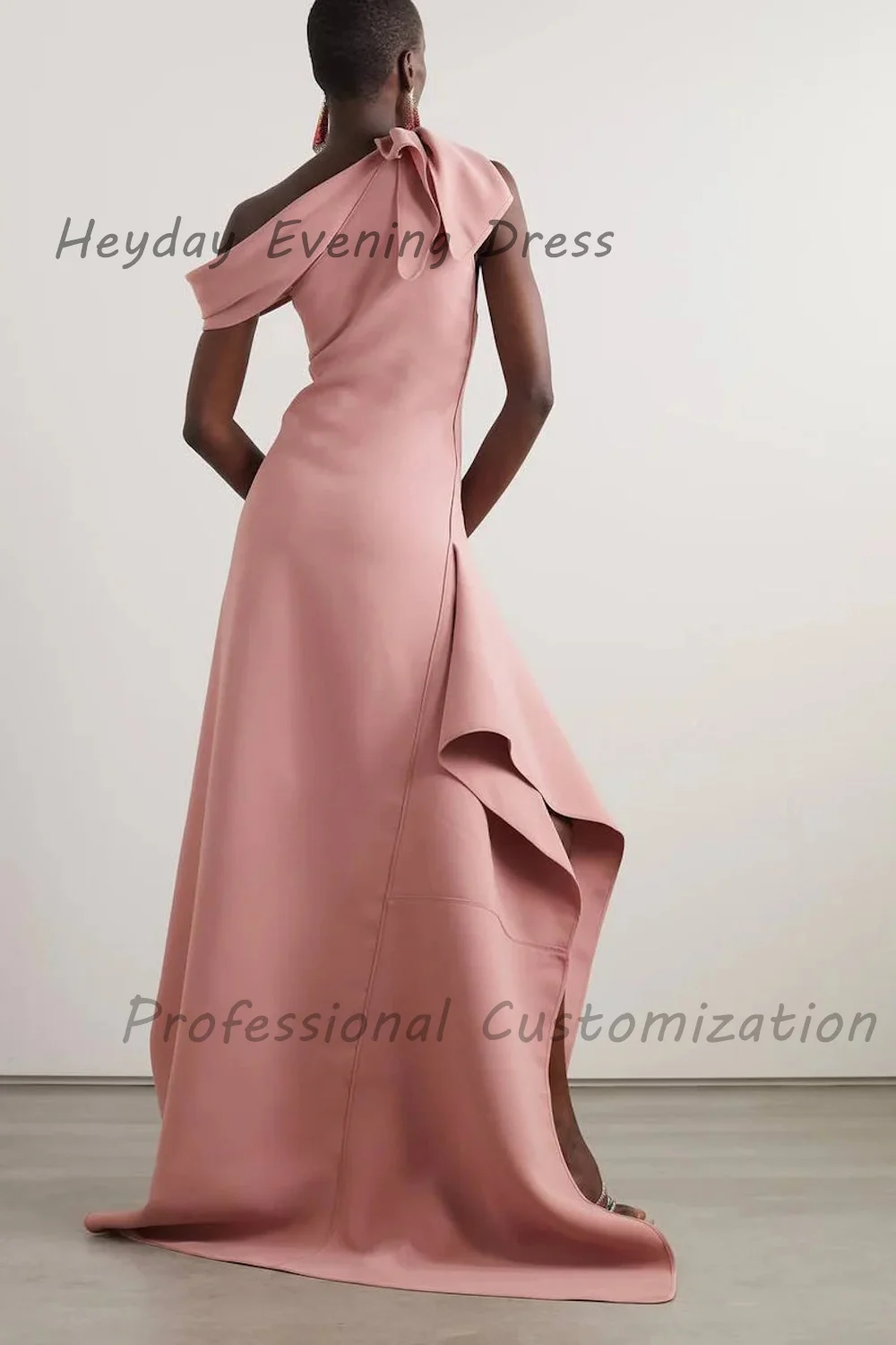 Heyday السعودية Off-the-shoulder Crepe A-Line Short Sleeves Ruffle Floor Length Elegant Prom Dress For luxurious Woman 2024