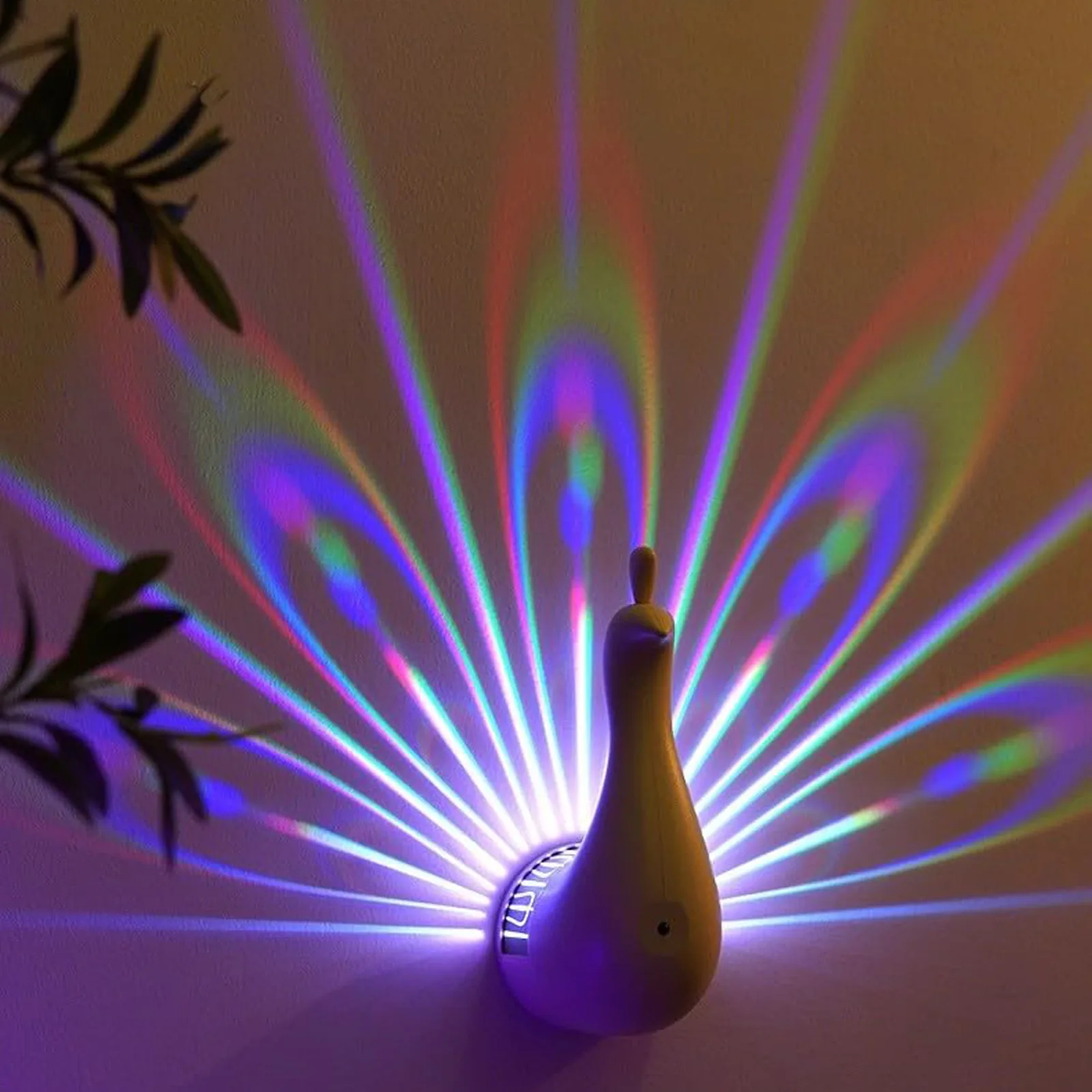 Peacock Projector Table Lamp Party Remote Control Night Light Home Usb Charging Rainbow Projector Night Light White 2025