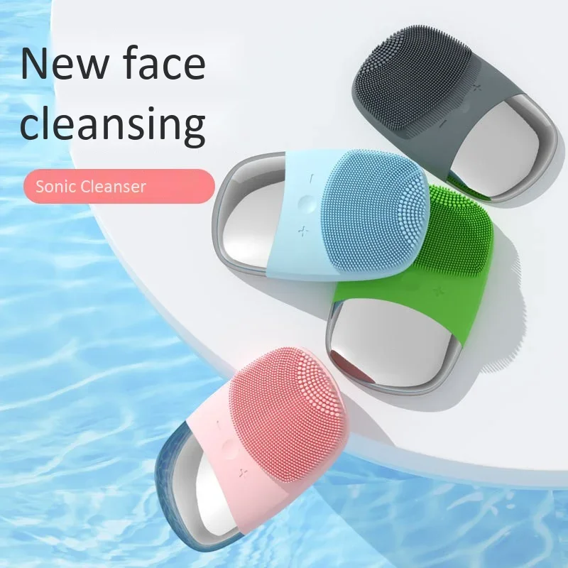 Silicone Facial Cleansing Brush Sonic Vibration Face Washing Deep Pore Cleaning Device Skin Massager IPX7 Waterproof