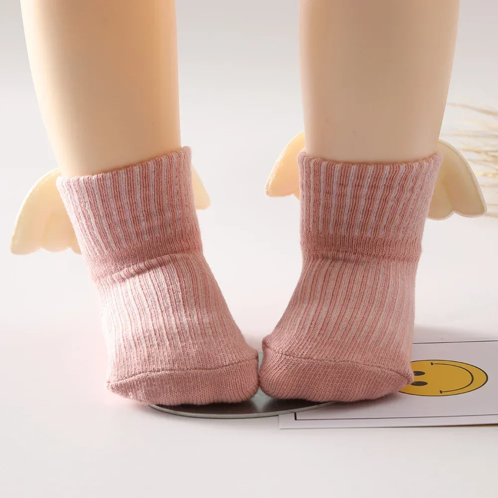 Chaussettes en pur coton avec ailes d\'ange pour bébé fille, vêtement pour nouveau-né de 0 à 1 an