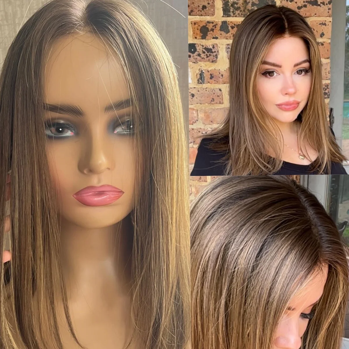 

Прямой женский парик с плечами, карамельный блондин, синтетические парики спереди, женский парик для косплея, высокое качество, повседневное использование