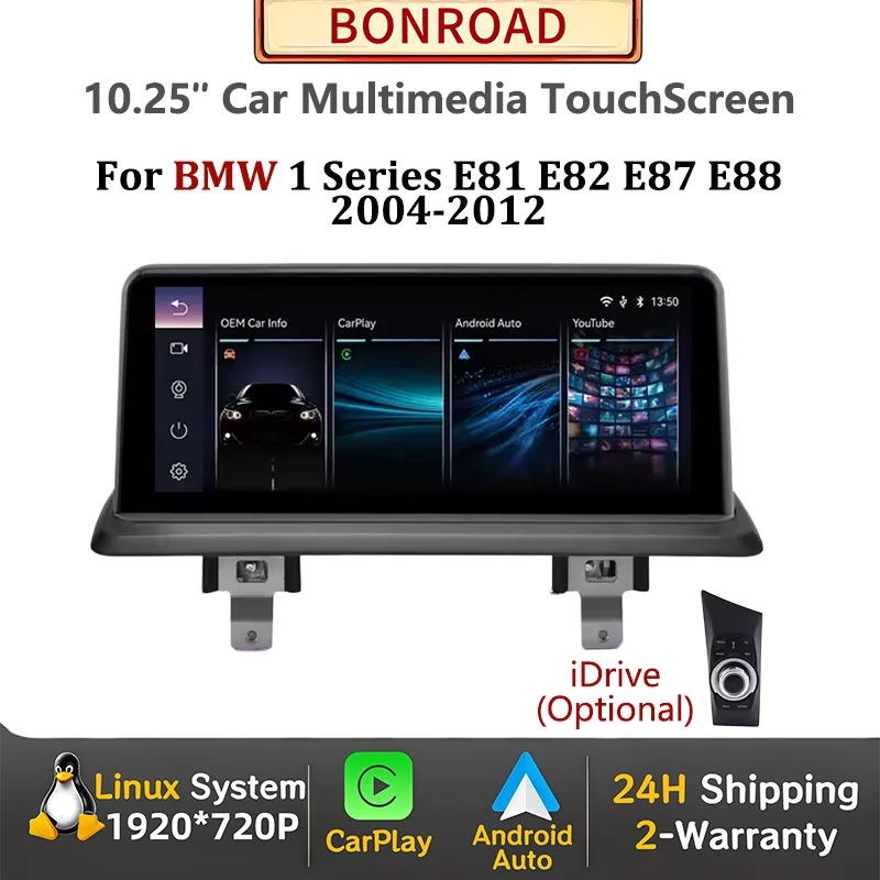 10.25'' Wireless CarPlay Android Auto Car Radio Screen For BMW 1 Series E81 E82 E87 E88 CCC CIC System Multimedia Touch Display