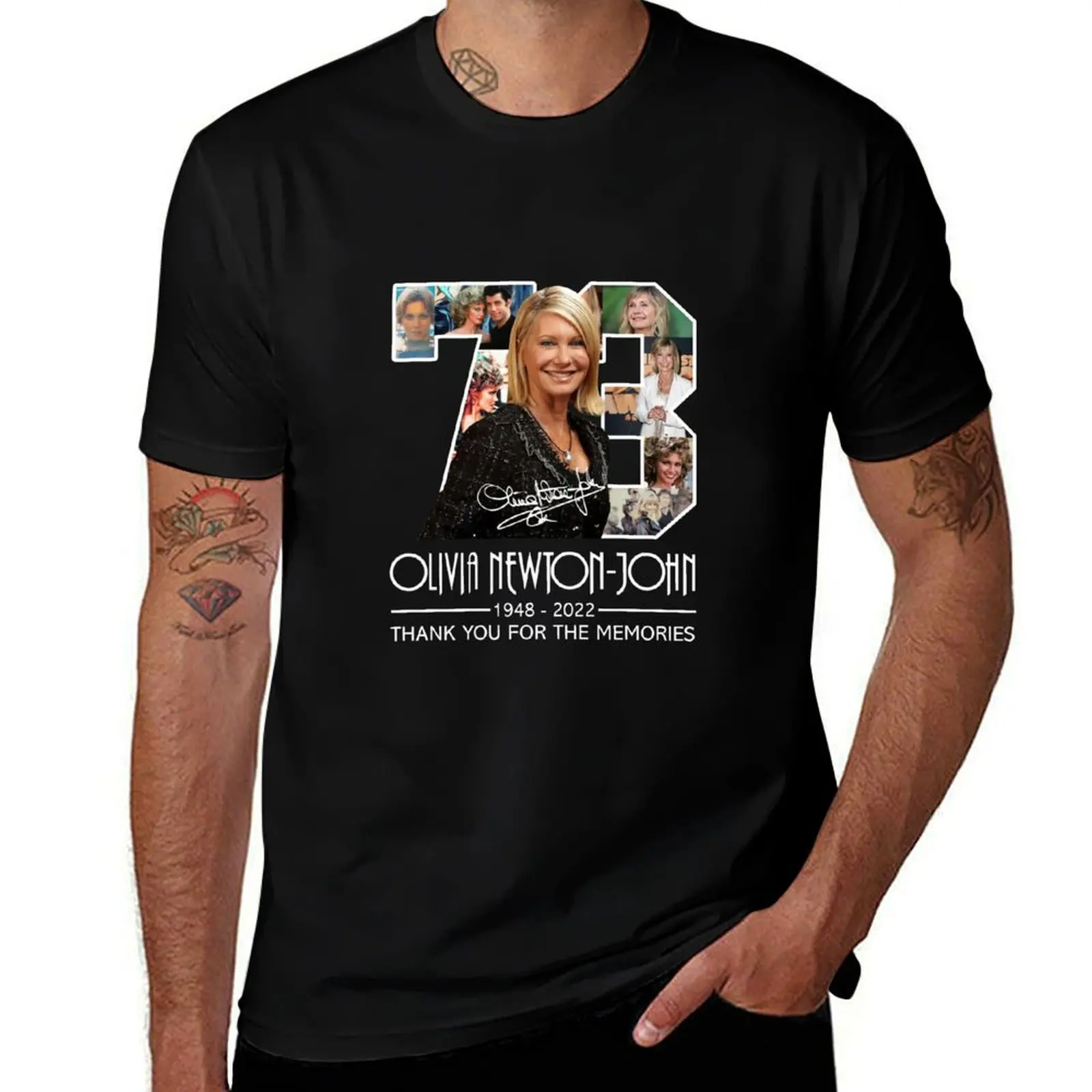 

Rest in Peace Olivia Newton John Signature T-Shirt t shirts for man graphic funny man t shirt cotton T-shirt