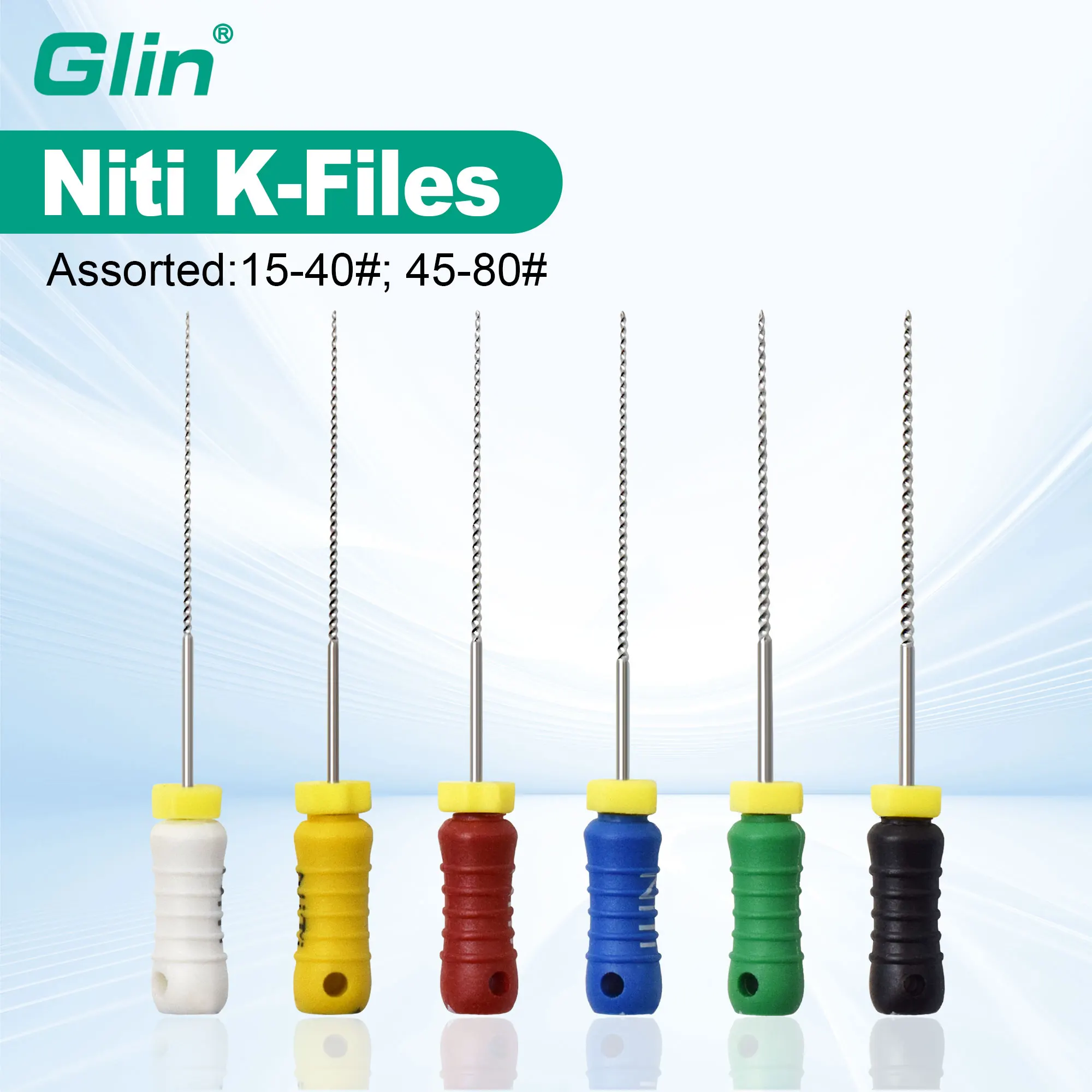 10箱入り-グリン-niti-kファイル-21mm-25mm-根管ファイル-6本-箱-歯科用根管治療器具-15-40-使いやすい歯科用ツール