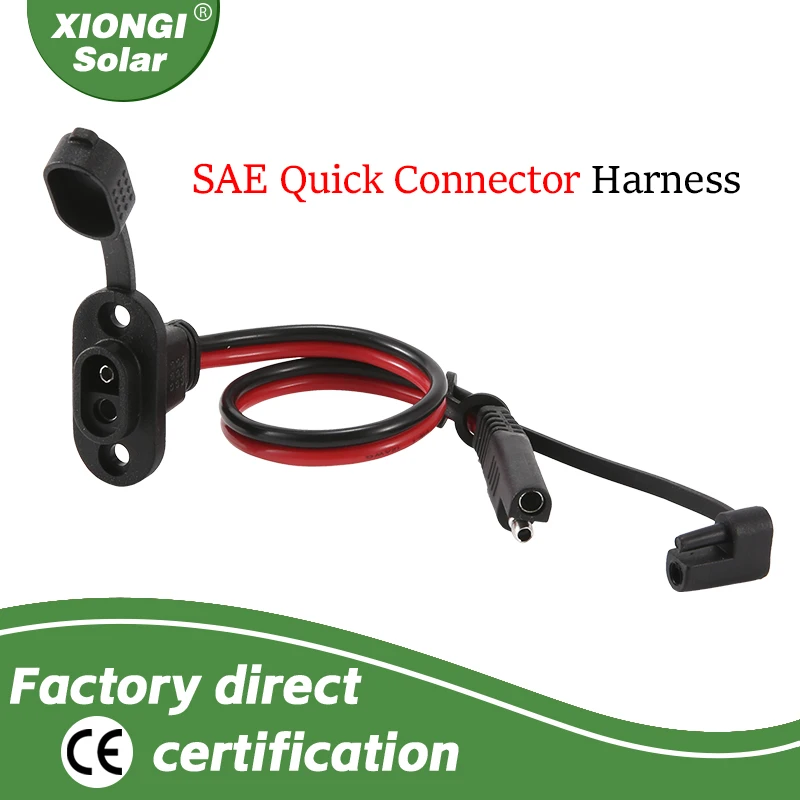 SAE Quick Connector Harness 12AWG 33CM Waterproof SAE Extension Cord Sidewall Port for Solar Panel Generator Battery Charger Car