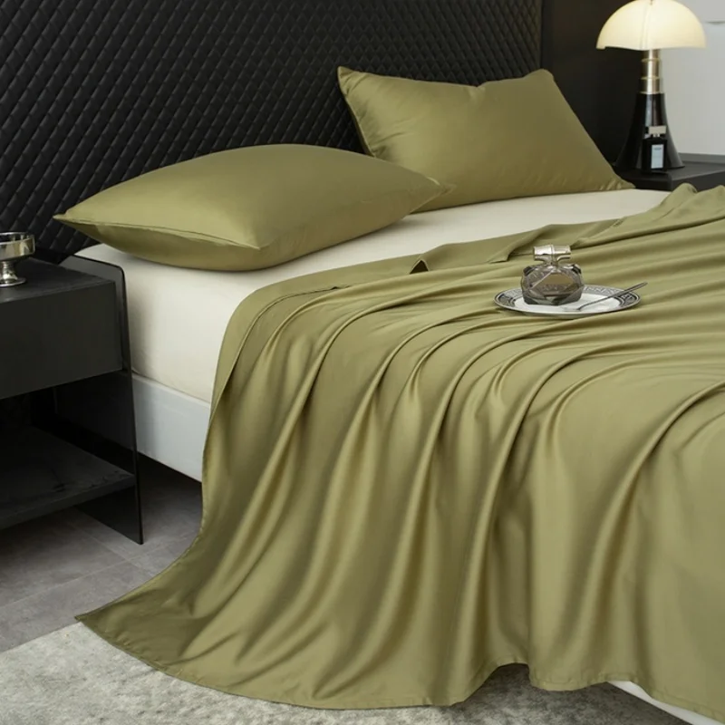 1pc Green Flat Sheet Summer Cool Feeling Smooth Lyocell Fiber US Cal King Mattress Cover Bedspread 274*259cm Drop Shipping