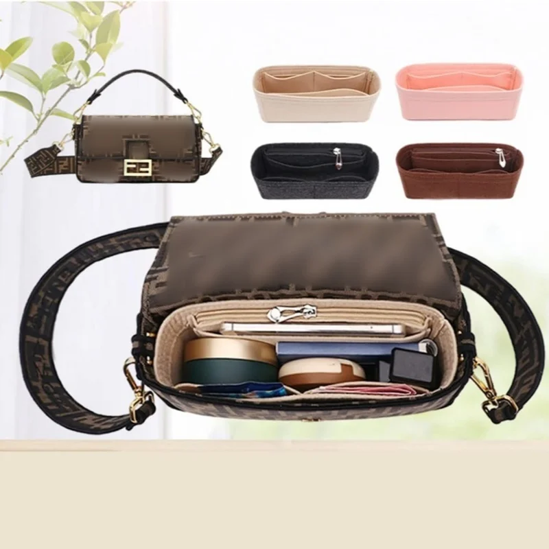 4PCS Felt Inner Bag with Zipper Mini Inner Cosmetic Bag Handbag Organizer Ladies Inner Bag Suitable for Mobile Phone Earphone