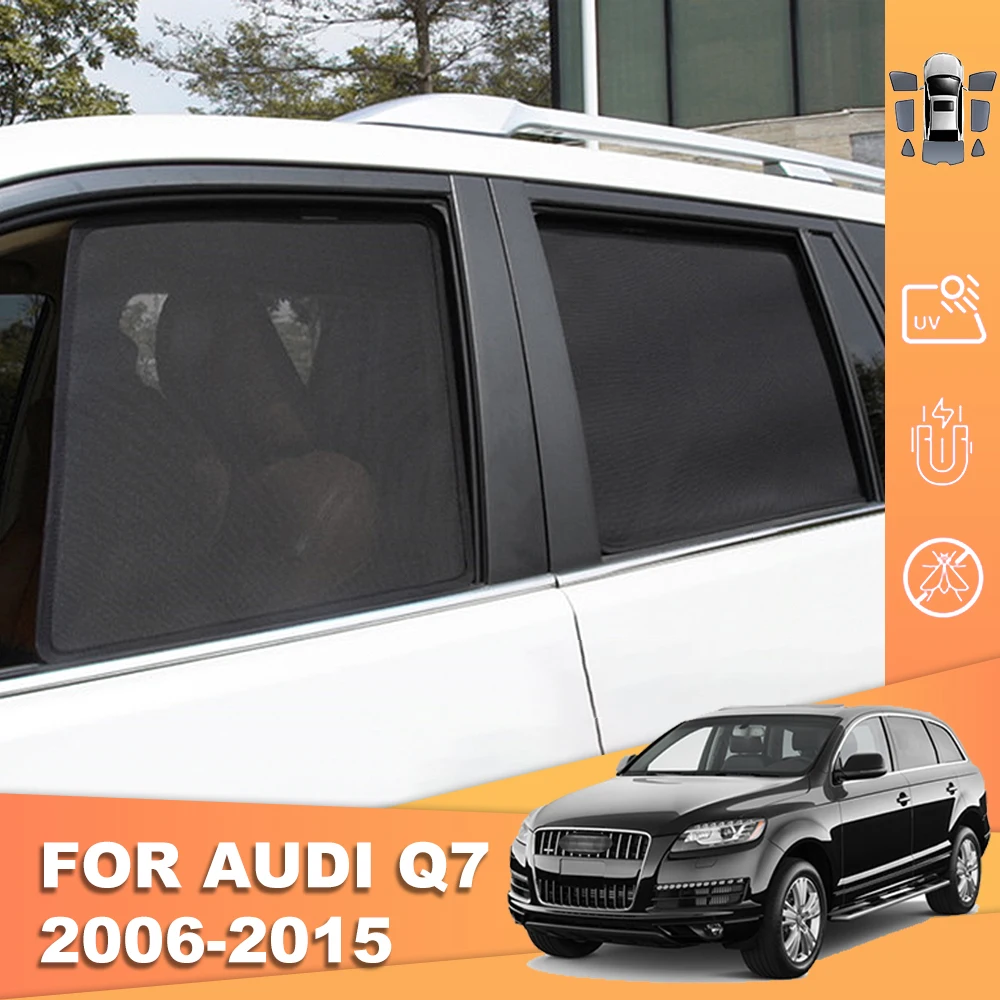 

For Audi Q7 4L RSQ7 2006-2015 Magnetic Car Sunshade Front Windshield Curtain Cover Rear Side Baby Window Mesh Sun Shade Visor