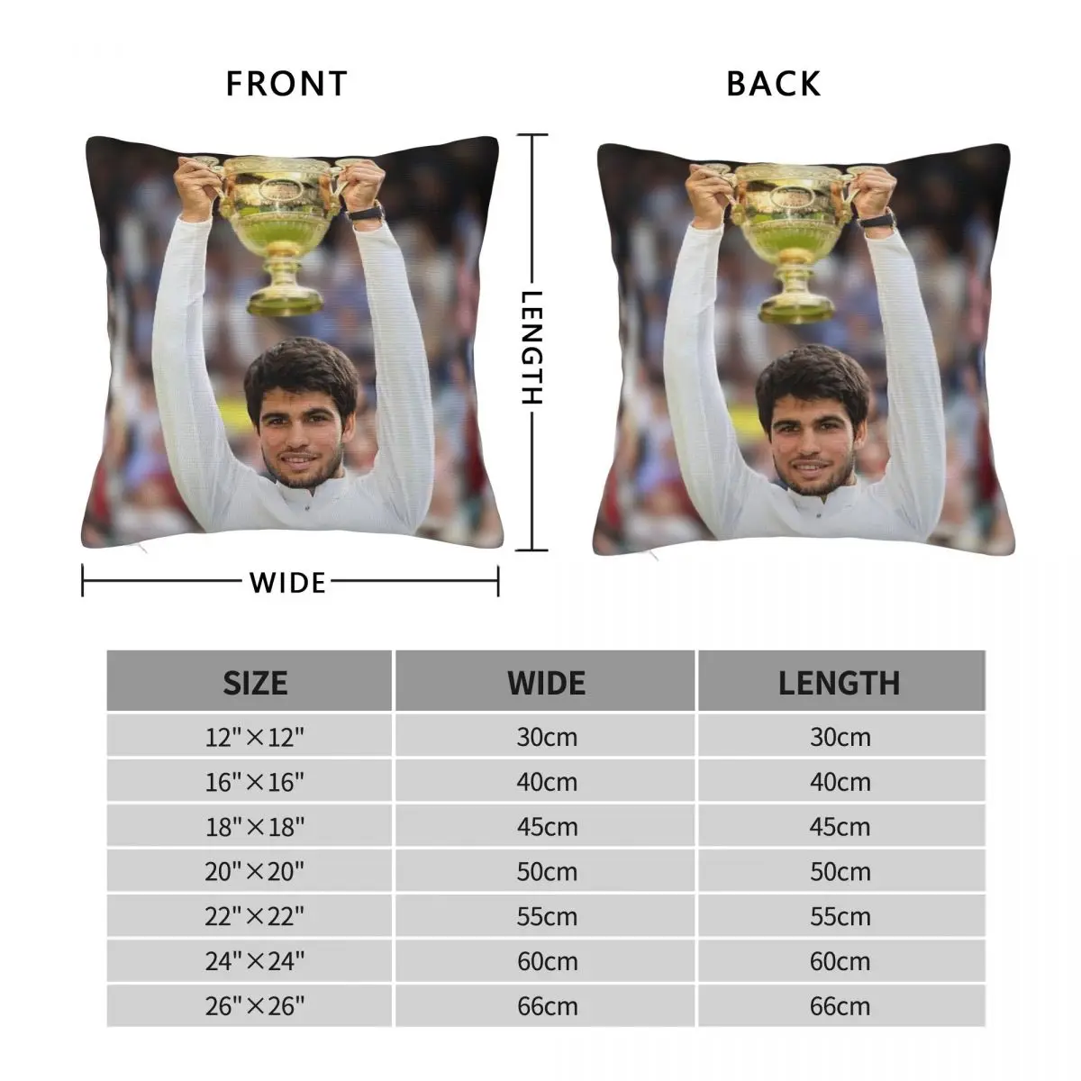 Carlos Alcaraz Tennis Winner Square Pillowcase Polyester Linen Velvet Pattern Throw Pillow Case Sofa Seater Cushion Wholesale