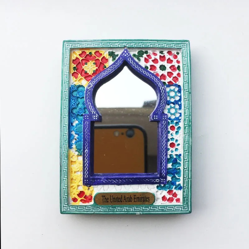 United Arab Emirates Exquisite Carved Mirror Frame Fridge Magnet Resin Decorative Tourism Souvenir Message Sticker Crafts