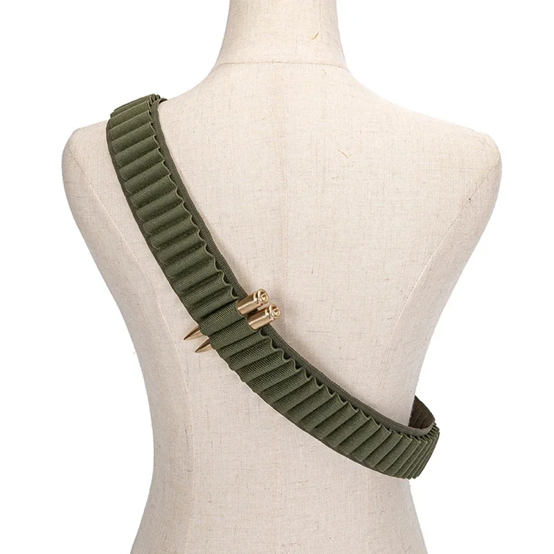 50 Rounds Rifle Bullet Cartridge Bandolier 556 Ammo Belt Shell Holder Hunting Sporting Shooting for 308 Cal. 30-06 .762