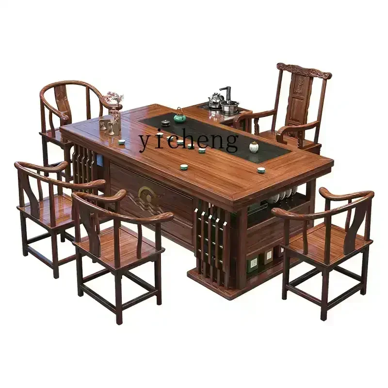 HSN tea table and chair combination office coffee table set modern household kung fu integrated tea table