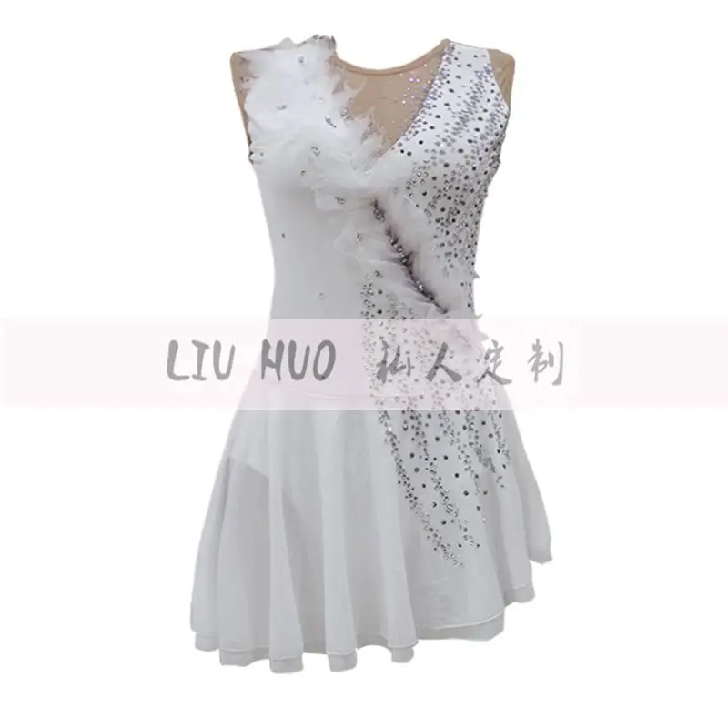 New Children's Adult Figure Skating Suit Figure Skating Performance Suit Competition Suit White
